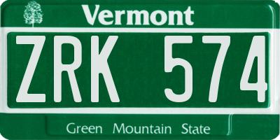 VT license plate ZRK574