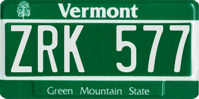 VT license plate ZRK577