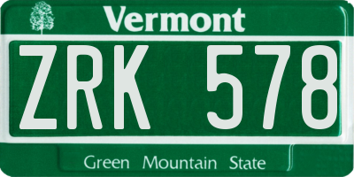 VT license plate ZRK578