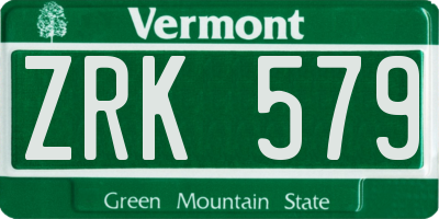 VT license plate ZRK579