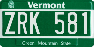 VT license plate ZRK581