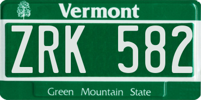 VT license plate ZRK582