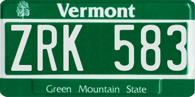 VT license plate ZRK583