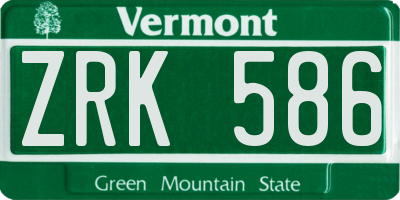 VT license plate ZRK586