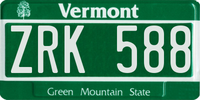 VT license plate ZRK588