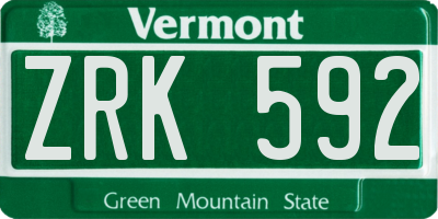 VT license plate ZRK592