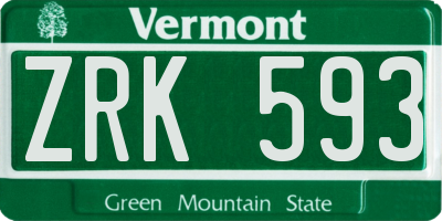 VT license plate ZRK593