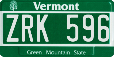 VT license plate ZRK596