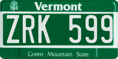 VT license plate ZRK599