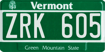VT license plate ZRK605