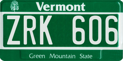 VT license plate ZRK606
