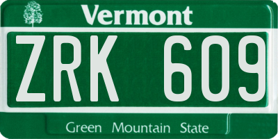 VT license plate ZRK609