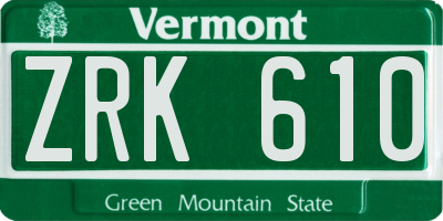 VT license plate ZRK610