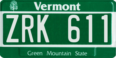 VT license plate ZRK611