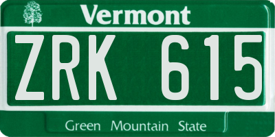 VT license plate ZRK615