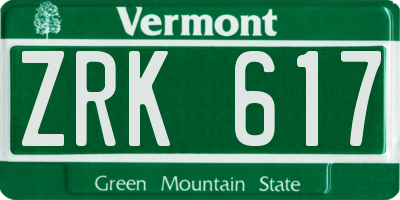 VT license plate ZRK617