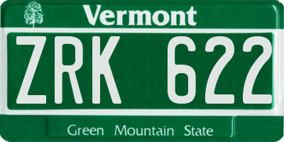 VT license plate ZRK622
