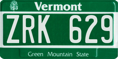 VT license plate ZRK629
