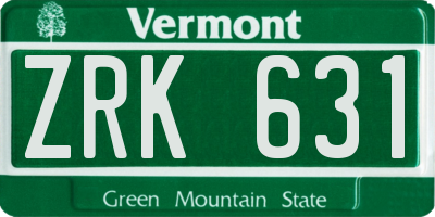 VT license plate ZRK631