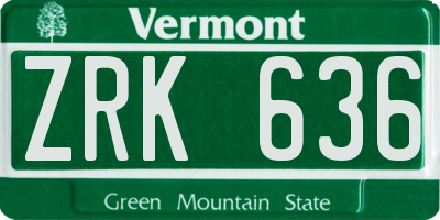 VT license plate ZRK636