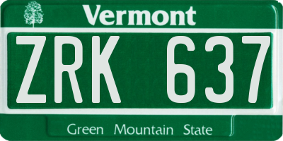 VT license plate ZRK637