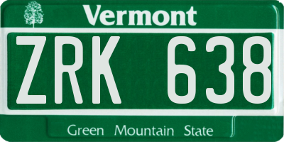 VT license plate ZRK638