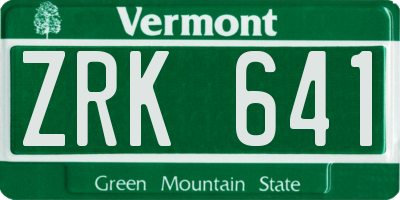 VT license plate ZRK641
