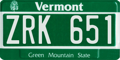 VT license plate ZRK651