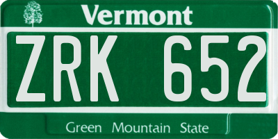 VT license plate ZRK652