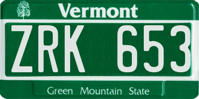 VT license plate ZRK653