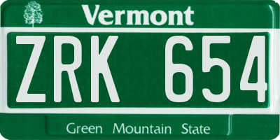 VT license plate ZRK654