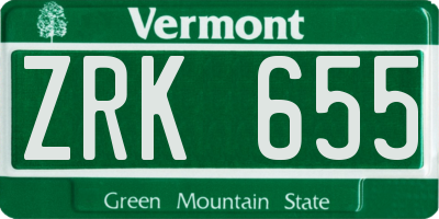 VT license plate ZRK655