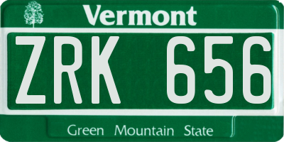 VT license plate ZRK656