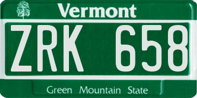 VT license plate ZRK658