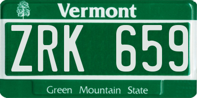 VT license plate ZRK659