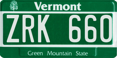 VT license plate ZRK660