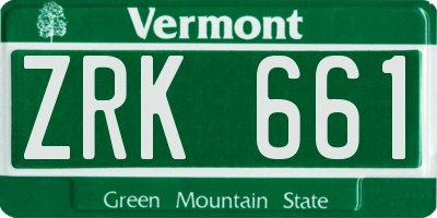 VT license plate ZRK661