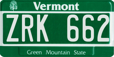 VT license plate ZRK662