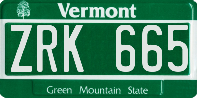 VT license plate ZRK665