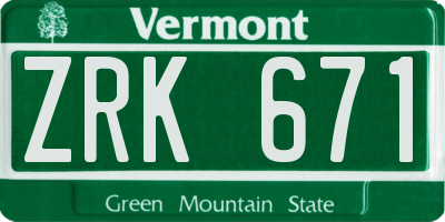 VT license plate ZRK671