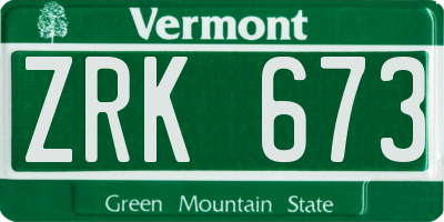 VT license plate ZRK673