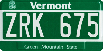 VT license plate ZRK675
