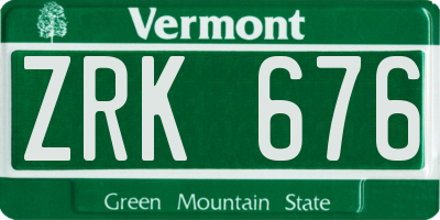 VT license plate ZRK676