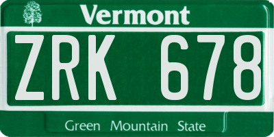 VT license plate ZRK678