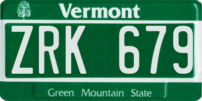 VT license plate ZRK679