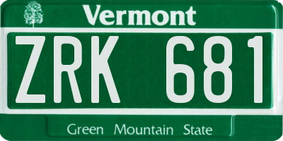 VT license plate ZRK681