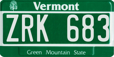 VT license plate ZRK683