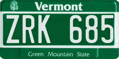 VT license plate ZRK685