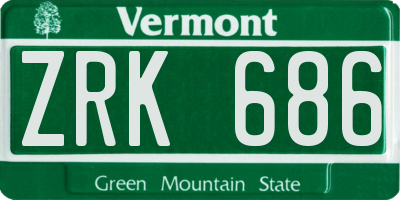 VT license plate ZRK686