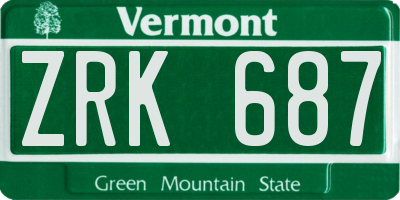 VT license plate ZRK687